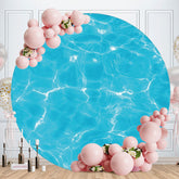 Aperturee - Summer Blue Sea Round Birthday Party Backdrop